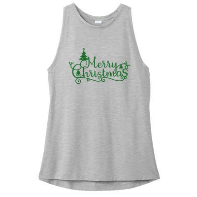 Merry Christmas Cute Gift Ladies PosiCharge Tri-Blend Wicking Tank