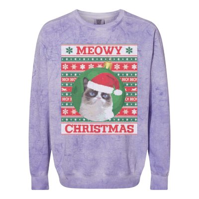 Meowy Christmas Cat Christmas Gift Colorblast Crewneck Sweatshirt