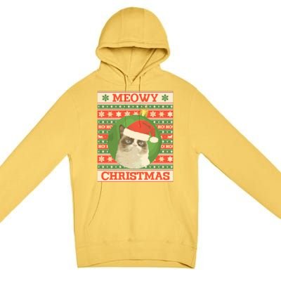 Meowy Christmas Cat Christmas Gift Premium Pullover Hoodie