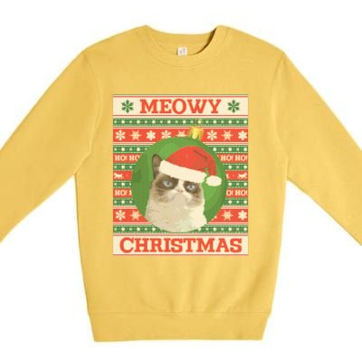 Meowy Christmas Cat Christmas Gift Premium Crewneck Sweatshirt