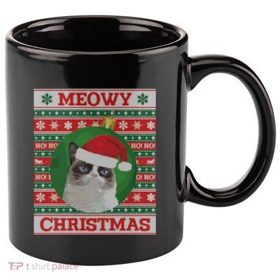 Meowy Christmas Cat Christmas Gift 11oz C Handle Ceramic Mug