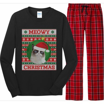 Meowy Christmas Cat Christmas Gift Long Sleeve Pajama Set