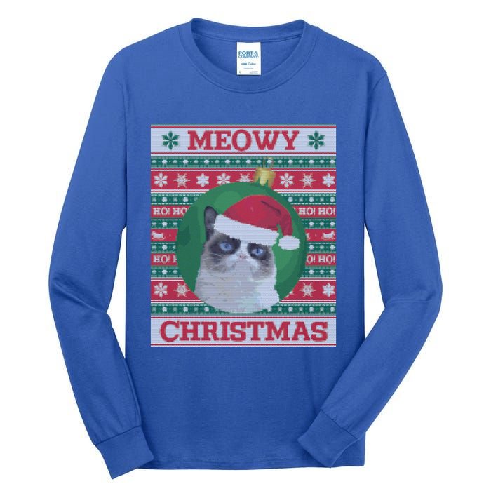 Meowy Christmas Cat Christmas Gift Tall Long Sleeve T-Shirt