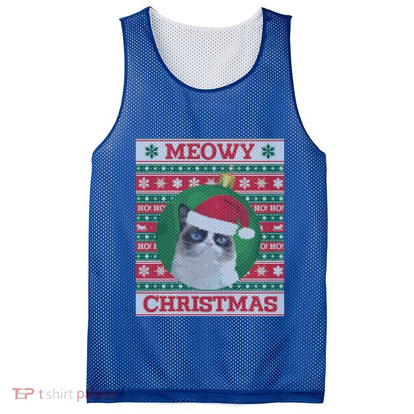 Meowy Christmas Cat Christmas Gift Mesh Reversible Basketball Jersey Tank