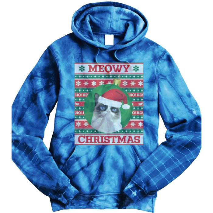 Meowy Christmas Cat Christmas Gift Tie Dye Hoodie