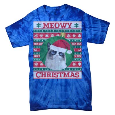 Meowy Christmas Cat Christmas Gift Tie-Dye T-Shirt