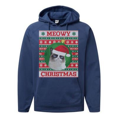 Meowy Christmas Cat Christmas Gift Performance Fleece Hoodie