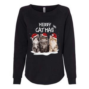 Merry Catmas Christmas Tree Santa Kitten Xmas Cute Cat Mom Womens California Wash Sweatshirt