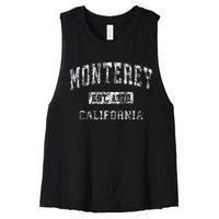 Monterey California Ca Vintage Established Women's Racerback Cropped Tank