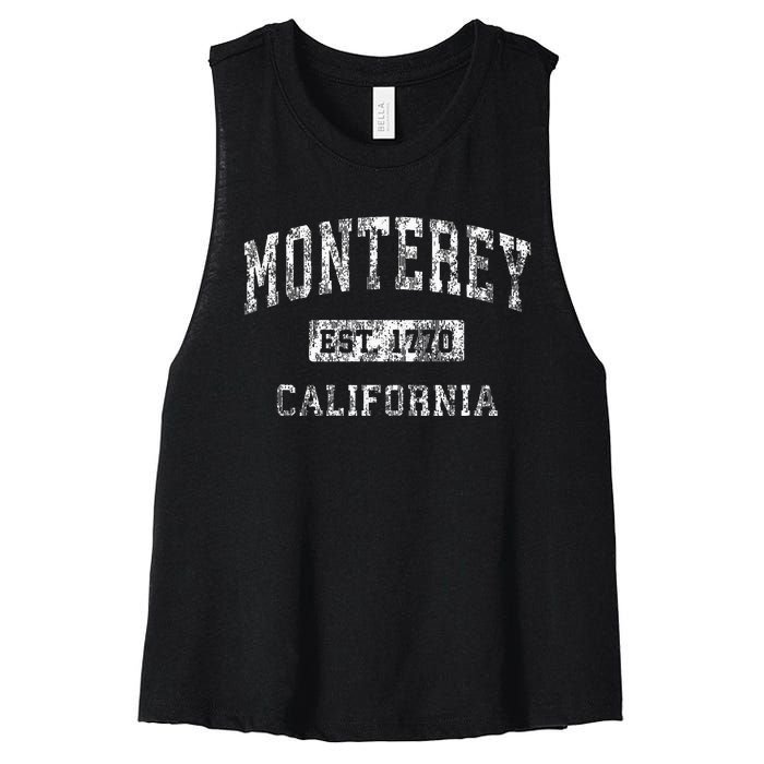 Monterey California Ca Vintage Established Women's Racerback Cropped Tank