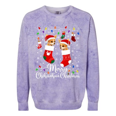 Merry Chihuahua Christmas Chihuahua Xmas Party Cute Gift Colorblast Crewneck Sweatshirt