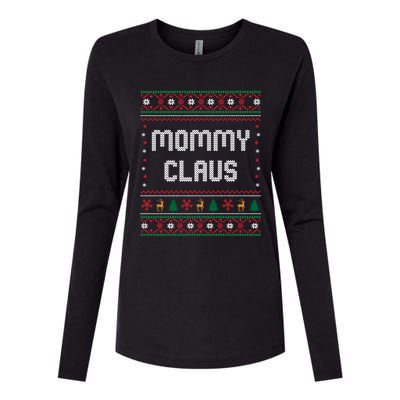 Mommy Claus Costume Gift Funny Chritsmas Pajamas Family Gift Womens Cotton Relaxed Long Sleeve T-Shirt