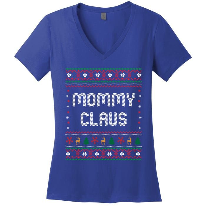 Mommy Claus Costume Gift Funny Chritsmas Pajamas Family Gift Women's V-Neck T-Shirt