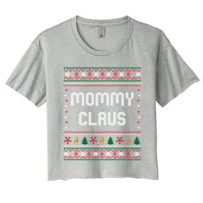 Mommy Claus Costume Gift Funny Chritsmas Pajamas Family Gift Women's Crop Top Tee