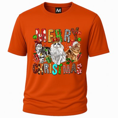 Merry Christmas Cat Santa Hat Pajamas Christmas Cat Lover Great Gift Cooling Performance Crew T-Shirt