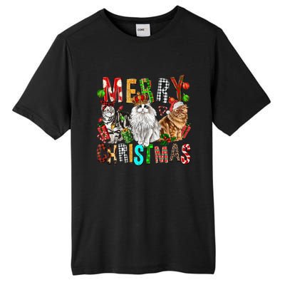 Merry Christmas Cat Santa Hat Pajamas Christmas Cat Lover Great Gift Tall Fusion ChromaSoft Performance T-Shirt