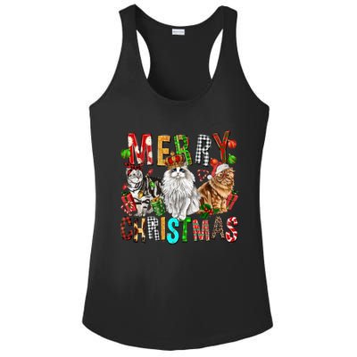 Merry Christmas Cat Santa Hat Pajamas Christmas Cat Lover Great Gift Ladies PosiCharge Competitor Racerback Tank