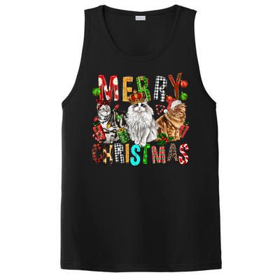 Merry Christmas Cat Santa Hat Pajamas Christmas Cat Lover Great Gift PosiCharge Competitor Tank