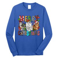 Merry Christmas Cat Santa Hat Pajamas Christmas Cat Lover Great Gift Long Sleeve Shirt