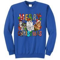 Merry Christmas Cat Santa Hat Pajamas Christmas Cat Lover Great Gift Sweatshirt