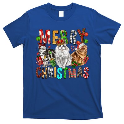 Merry Christmas Cat Santa Hat Pajamas Christmas Cat Lover Great Gift T-Shirt