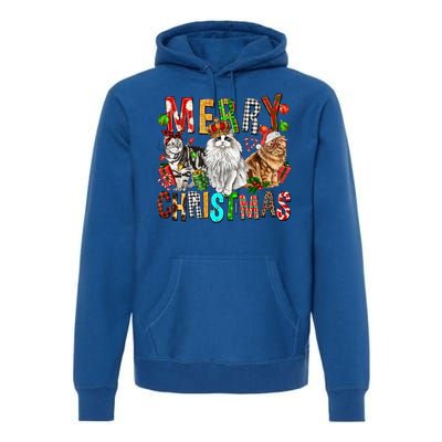 Merry Christmas Cat Santa Hat Pajamas Christmas Cat Lover Great Gift Premium Hoodie