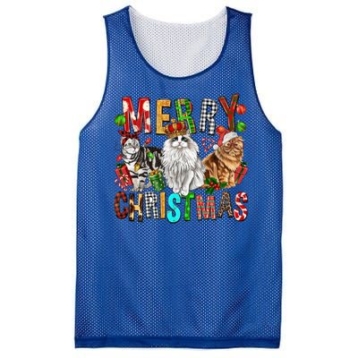 Merry Christmas Cat Santa Hat Pajamas Christmas Cat Lover Great Gift Mesh Reversible Basketball Jersey Tank