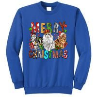 Merry Christmas Cat Santa Hat Pajamas Christmas Cat Lover Great Gift Tall Sweatshirt