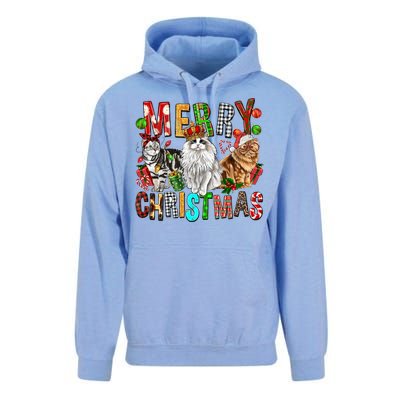 Merry Christmas Cat Santa Hat Pajamas Christmas Cat Lover Great Gift Unisex Surf Hoodie