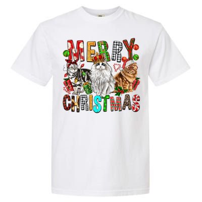 Merry Christmas Cat Santa Hat Pajamas Christmas Cat Lover Great Gift Garment-Dyed Heavyweight T-Shirt