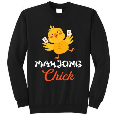 Mahjong Chick Chinese Board Game Mah Jongg Player Tall Sweatshirt