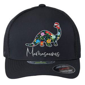 Mamasaurus Christmas Cute Floral Brontosaurus Dinosaur Mom Gift Flexfit Unipanel Trucker Cap