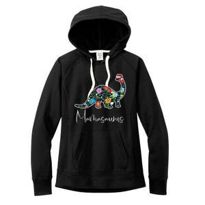 Mamasaurus Christmas Cute Floral Brontosaurus Dinosaur Mom Gift Women's Fleece Hoodie