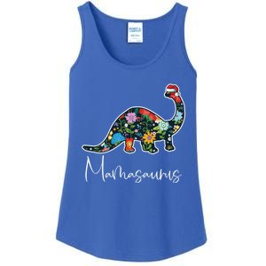 Mamasaurus Christmas Cute Floral Brontosaurus Dinosaur Mom Gift Ladies Essential Tank