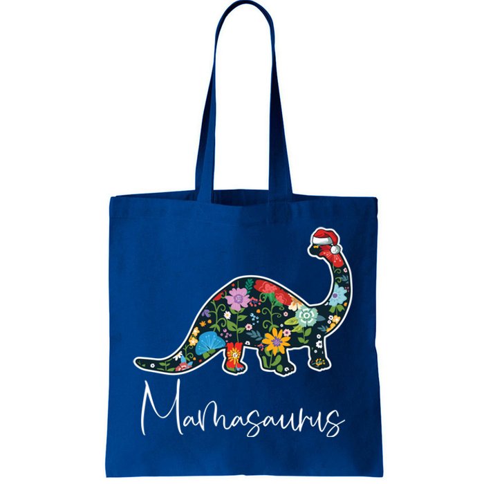 Mamasaurus Christmas Cute Floral Brontosaurus Dinosaur Mom Gift Tote Bag