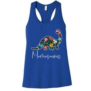 Mamasaurus Christmas Cute Floral Brontosaurus Dinosaur Mom Gift Women's Racerback Tank