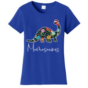 Mamasaurus Christmas Cute Floral Brontosaurus Dinosaur Mom Gift Women's T-Shirt