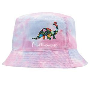 Mamasaurus Christmas Cute Floral Brontosaurus Dinosaur Mom Gift Tie-Dyed Bucket Hat