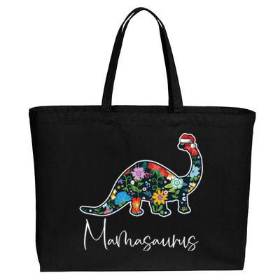 Mamasaurus Christmas Cute Floral Brontosaurus Dinosaur Mom Gift Cotton Canvas Jumbo Tote