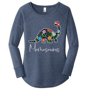 Mamasaurus Christmas Cute Floral Brontosaurus Dinosaur Mom Gift Women's Perfect Tri Tunic Long Sleeve Shirt