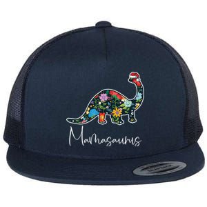 Mamasaurus Christmas Cute Floral Brontosaurus Dinosaur Mom Gift Flat Bill Trucker Hat