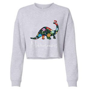 Mamasaurus Christmas Cute Floral Brontosaurus Dinosaur Mom Gift Cropped Pullover Crew