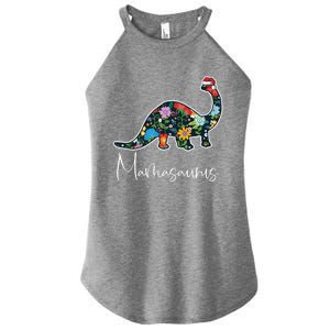 Mamasaurus Christmas Cute Floral Brontosaurus Dinosaur Mom Gift Women's Perfect Tri Rocker Tank