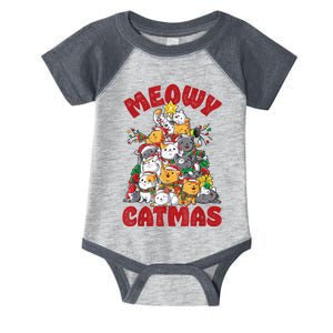 Meowy Catmas Cat Christmas Tree Xmas Girls Boy Funny Santa Infant Baby Jersey Bodysuit