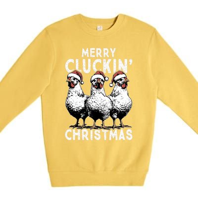 Merry Cluckin Christmas Funny Christmas Graphic Premium Crewneck Sweatshirt