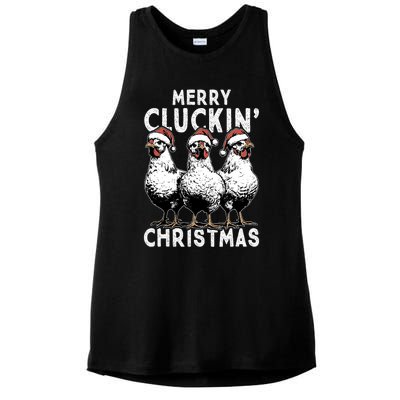 Merry Cluckin Christmas Funny Christmas Graphic Ladies PosiCharge Tri-Blend Wicking Tank