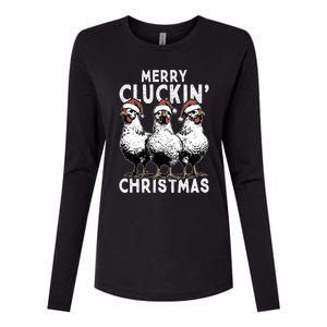 Merry Cluckin Christmas Funny Christmas Graphic Womens Cotton Relaxed Long Sleeve T-Shirt