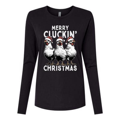 Merry Cluckin Christmas Funny Christmas Graphic Womens Cotton Relaxed Long Sleeve T-Shirt