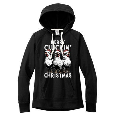 Merry Cluckin Christmas Funny Christmas Graphic Women's Fleece Hoodie