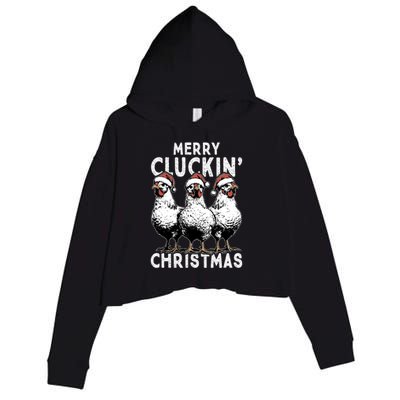 Merry Cluckin Christmas Funny Christmas Graphic Crop Fleece Hoodie